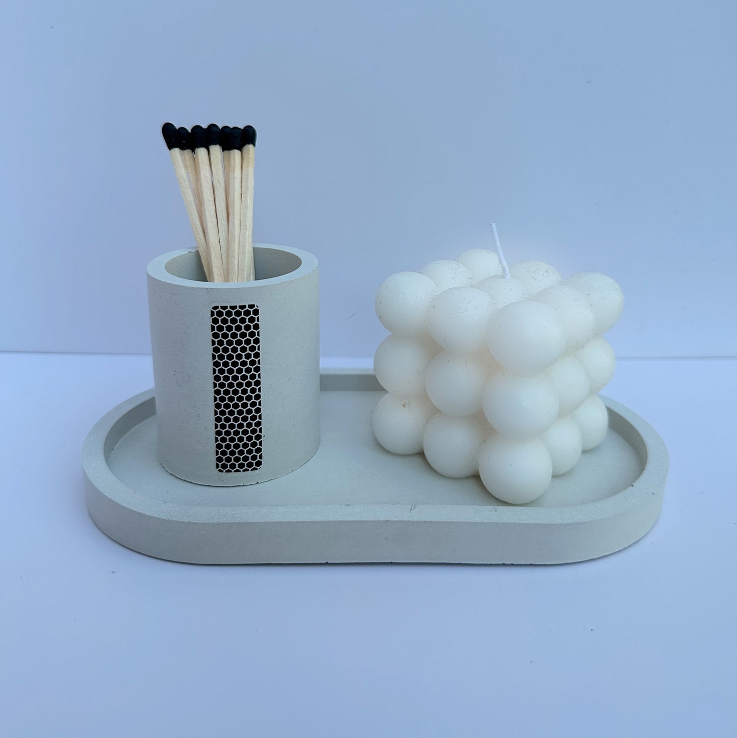 Round Match Stick Set | Concrete Match Stick Holder