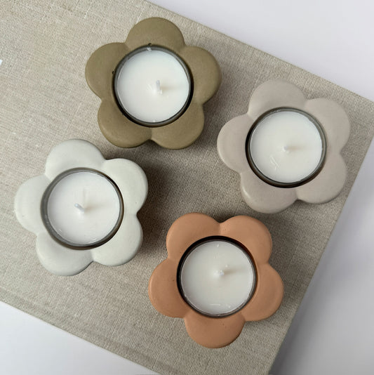 Flower Tea Light Candle Holder | Concrete Flower Candle Holder