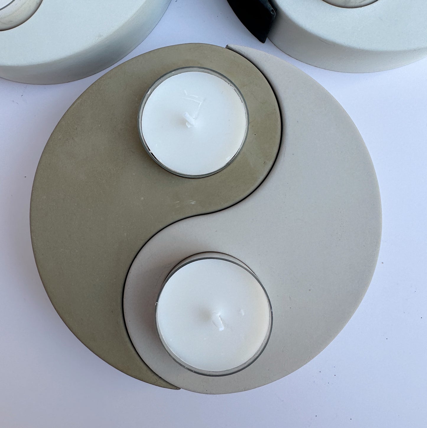 Yin Yang Tea Light Candle Holder in Earth/Sand